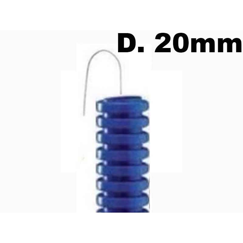 Tubo corrugato con Tirafilo flessibile colore azzurro diametro 20mm