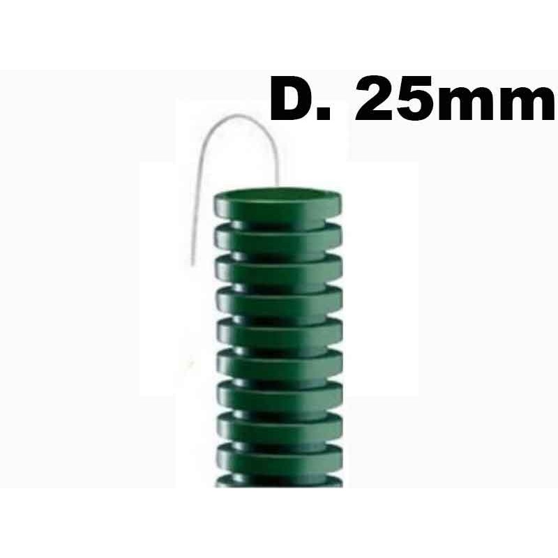 Tubo corrugato con Tirafilo flessibile colore verde diametro 25mm