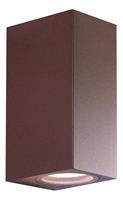 Applique da parete in alluminio con schermo in vetro per interni ed esterni IP65 Attacco GU10 per sorgenti LED max 2x7W Colore Corten