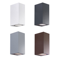 Applique da parete in alluminio con schermo in vetro per interni ed esterni IP65 Attacco GU10 per sorgenti LED max 2x7W Colore Corten