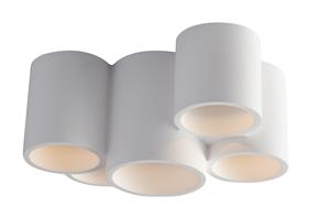 Plafoniera Tonda in Gesso Verniciabile Bianca predisposta per una lampada con attacco GU10  h135 dm.110