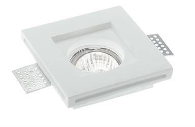 Faretto incasso in gesso Ribassato Quadrato Verniciabile completo di portalampada GU10