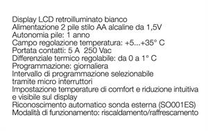 Cronotermostato Giornaliero da Parete TECNO SWITCH FACILE con display LCD Retroilluminato Bianco