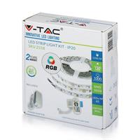 V-TAC Strip LED RGB SMD5050 10W/m Bobina 5m 60 LED/m con Telecomando e Alimentatore RGB Dimmerabile IP20 Alimentazione da 24V