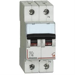 Interruttore magnetotermico Bticino 2 moduli Attacco DIN 1P+N 16 Ampere Potere di Interruzione 4,5kA Curva C