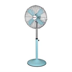 Ventilatore a piantana Termozeta in metallo stile vintage verniciato colore blu pale da 40 cm motore 50W