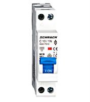 Interruttore magnetotermico AM417510 Schrack 1 modulo attacco DIN 1P+N 10A 4,5kA 230Vac curva C