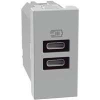 Caricatore USB Bticino Matix Go JG4191CC con due porte di tipo C 15W 1 modulo.