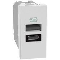 Caricatore USB Bticino Matix Go JW4191AA con una porta tipo A e una di tipo C 15W 1 modulo.