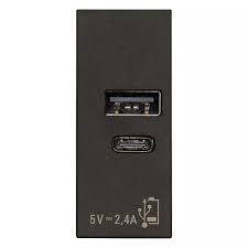 Alimentatore USB Vimar Linea 30292.ACG uscita tipo A e C 5V 2.4A 1 modulo colore nero