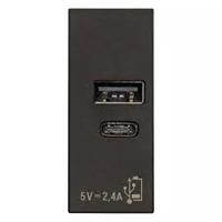 Alimentatore USB Vimar Linea 30292.ACG uscita tipo A e C 5V 2.4A 1 modulo colore nero