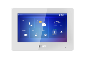 VTH5422HW Monitor da interno IP a 2 fili. Touch screen capacitivo TFT da 7. Ingresso allarme a 6 canali e uscita allarme a 1 canale.