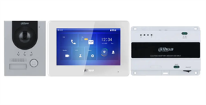 Kit videocitofonico IP 2 Fili DHI-KTD01L(S) Dahua composto da: 1x videocitofono IP VTO2202F-P-S2, 1x monitor IP VTH5422HW, 1x interruttore a 2 fili DHI-VTNS1001B-2