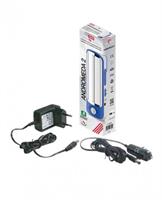 EL045 Lanterna LED ricaricabile con variatore di intensità luminosa e funzione di emergenza ANDROMEDA 2 630lumen, 2 caricabatteria: 220V e 12V, la lampada si accende automaticamente in caso di blackout elettrico