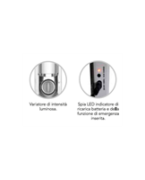 Lampada ricaricabile 15W VEGA con variatore di intensità luminosa, la lampada si accende automaticamente in caso di black-out elettrico, 30 led SMD