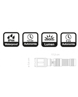 EL102 Torcia ricaricabile 5W, 600 lumen con doppia alimentazione ARGO,batteria ricaricabile agli ioni di litio o 3 batterie AAA, 5 tipi di luce, zoom 4 focus