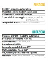 Lampada da esterno a ricarica solare Lumina Sensor 500, 500lm con rilevatore di movimento PIR, 5W E 4000k, IP65