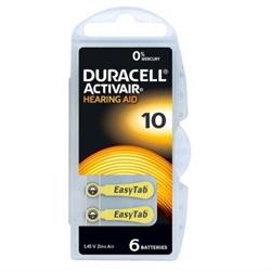 Pila per apparecchi acustici Hearing Aid gialla tab 10 1.4V in blister da 6 pezzi