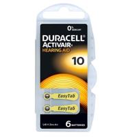 Pila per apparecchi acustici Hearing Aid gialla tab 10 1.4V in blister da 6 pezzi