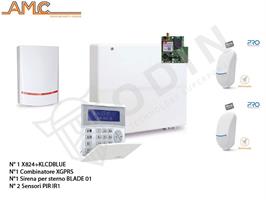 AMC KIT allarme filare serie X con centrale 8 zone con rilevatori PIR e combinatore GPRS per gestione via cloud