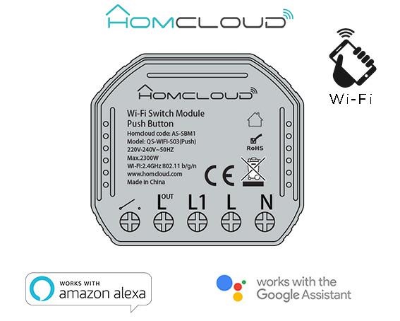 Modulo Pulsante Wi-Fi intelligente da inserire nella scatola elettrica 503 comandabile da Smartphone e Vocalmente