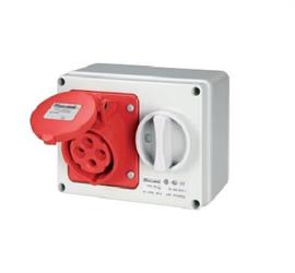 Elettrocanali presa industriale interbloccata orizzontale con fondo tipo EN 60309 32A IP44 380V