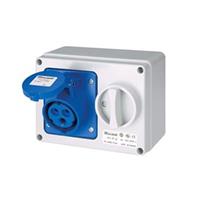 Elettrocanali Presa interbloccata orizzontale con fondo da parete SERIE 690 IP44 da 220V 2P+T 16A