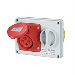 Elettrocanali Presa interbloccata orizzontale con fondo da parete SERIE 690 IP44 da 380V 3P+T 16A