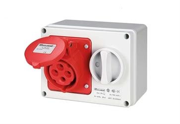 Elettrocanali Presa interbloccata orizzontale con fondo da parete SERIE 690 IP44 da 380V 3P+T 32A