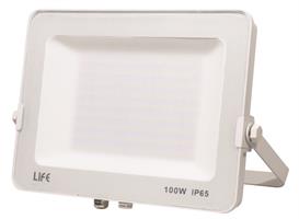 FARETTO SLIM BIANCO IP65, LED SMD Serie FA4, 100W, 110°,6500K, 220-240Vac,LM10000,CRI80,276x215x31mm