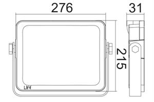 FARETTO SLIM BIANCO IP65, LED SMD Serie FA4, 100W, 110°,6500K, 220-240Vac,LM10000,CRI80,276x215x31mm